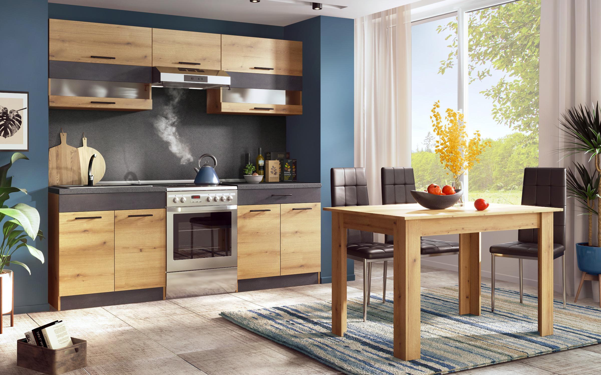 Kitchen with included thermo countertop Select Deluxe, Evoke oak + Magma  3